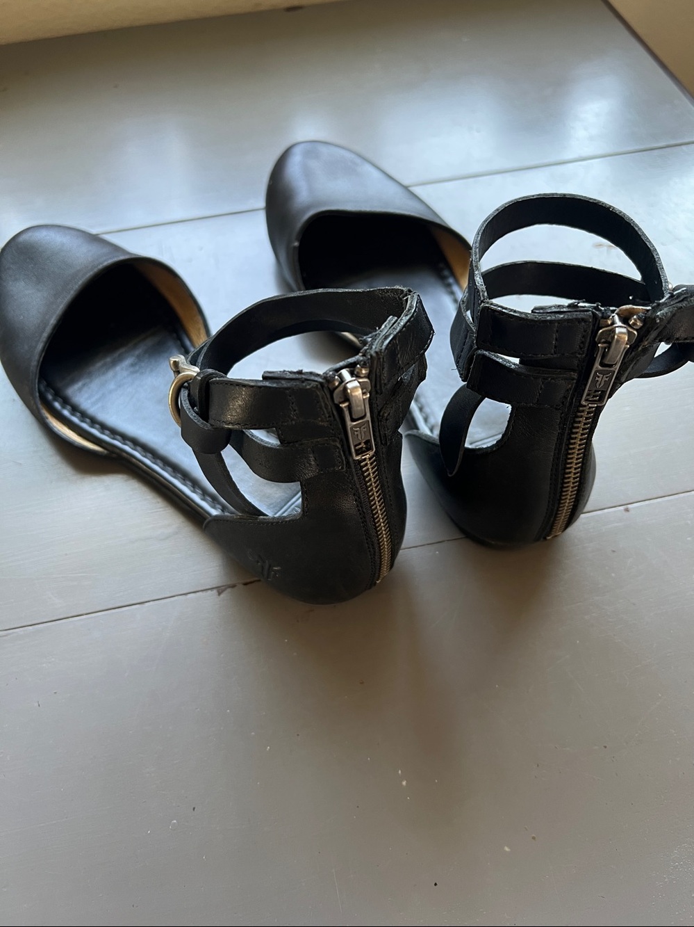 Women’s Frye Black Ankle-Strap Mules sandals with Closed Toe - Picture 2 of 5